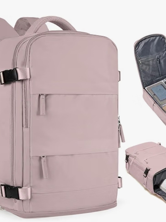Handbags - Women's Travel Backpack - Dusty Pink